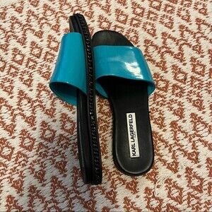 Karl Lagerfeld Blue and Black Leather Sandals